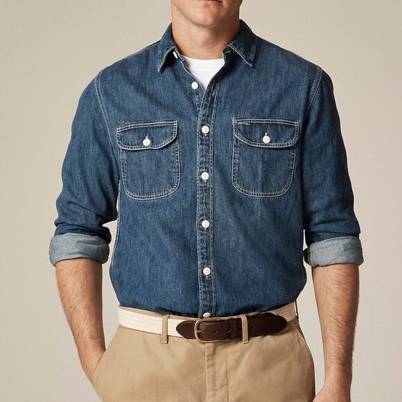 NWT J Crew Midweight Denim Workshirt Size L - Picture 1 of 3
